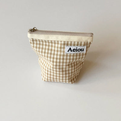 Basic Pouch (M size) Beige Ginghamcheck 