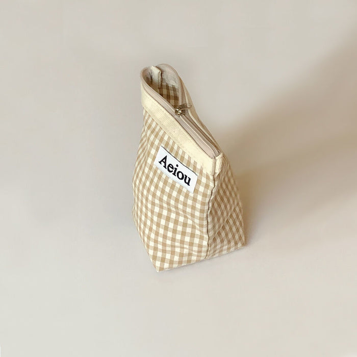 Basic Pouch (M size) Beige Ginghamcheck 