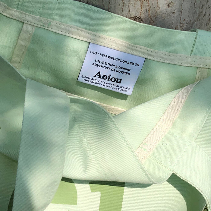 [HONEY LAND]  Aeiou Logo Bag (Cotton 100%) Avocado