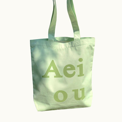 [HONEY LAND]  Aeiou Logo Bag (Cotton 100%) Avocado