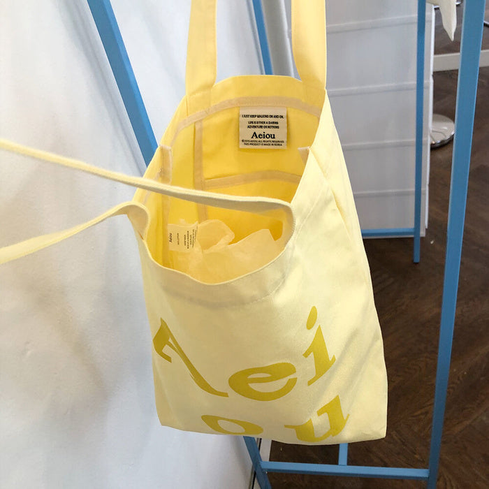 Aeiou Logo Bag (100% Cotton) Banana Milk