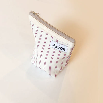 Basic Pouch (M size) Cotton Red Line