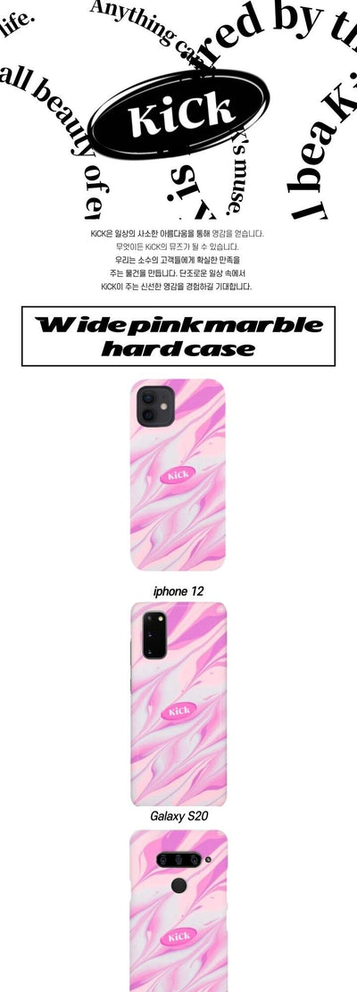 Wide Pink Marble Hard Case