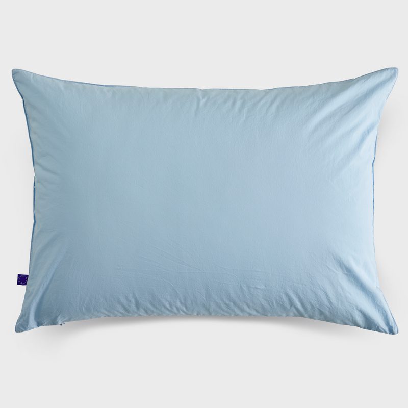 Light Blue ソリッド レイヤード枕カバー 2material