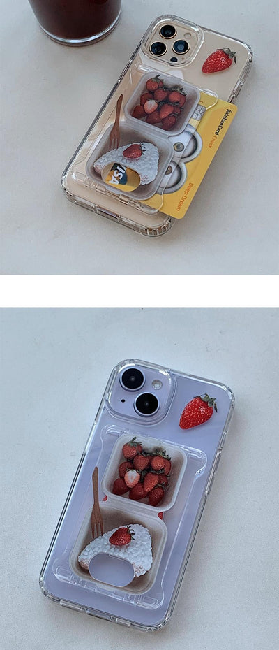 strawberry cake card holder set