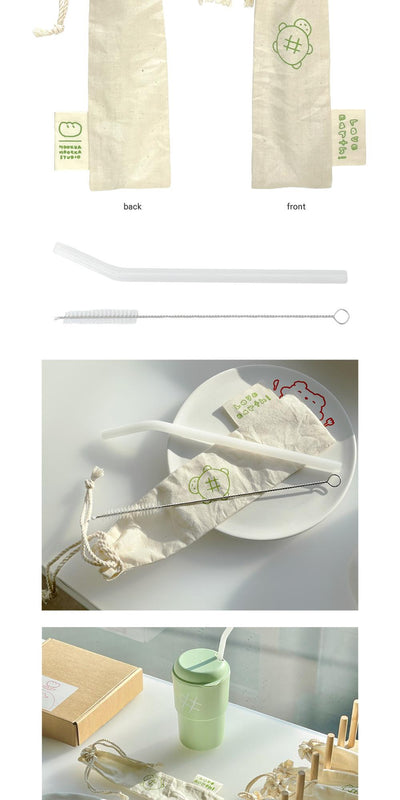 Milk glass straw &amp; pouch SET