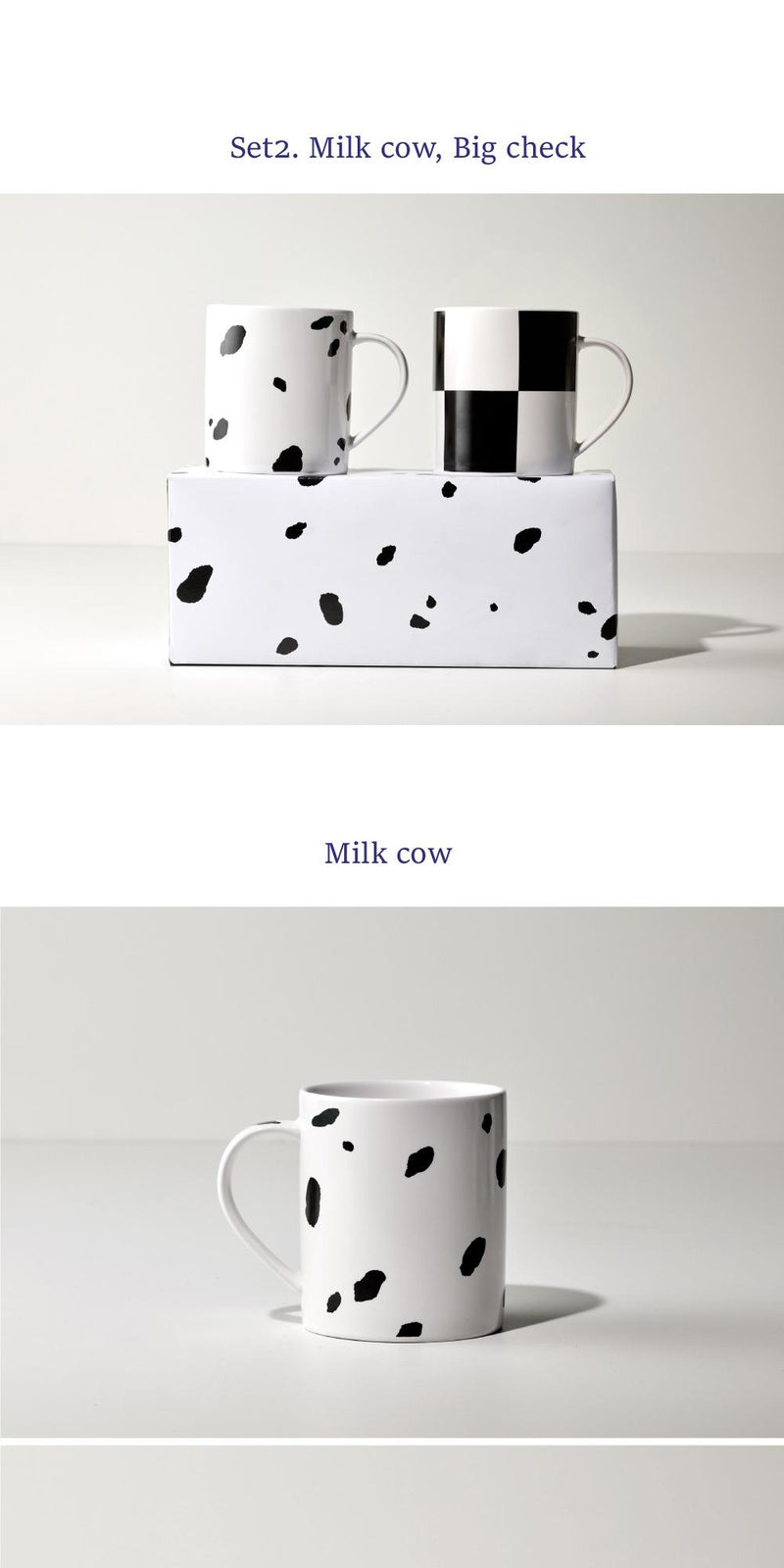 Milk Cow、Big Check マグ 2Pセット (+Gift Box)