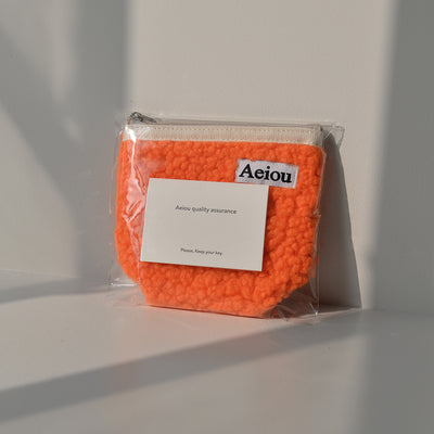 Aeiou Basic Pouch (M Size) Neon Orange Fur