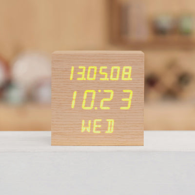 Real wood LED alarm clock