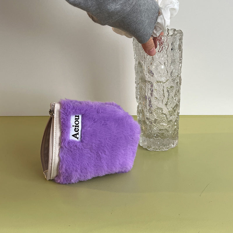 Aeiou Basic Pouch ( M size ) Neon Purple Fur