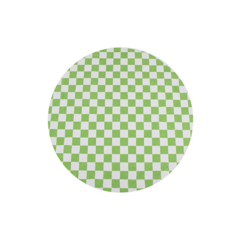 Vivid Lime Checkerboard インテリア 円形ラグ