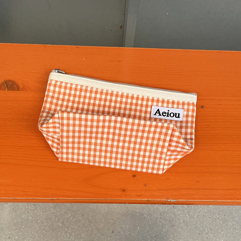 Aeiou Basic Pouch (L Size) Tangerine Check