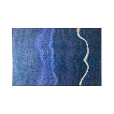 Line deep blue living rug