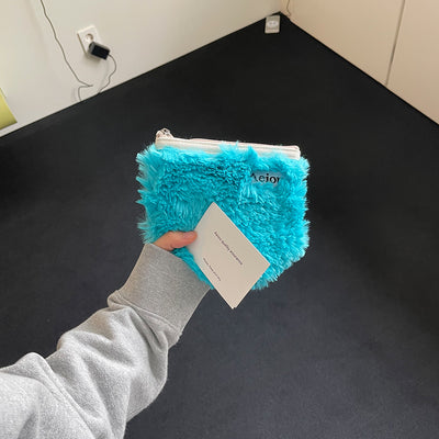 Aeiou Basic Pouch (M Size) Mystery Blue Fur