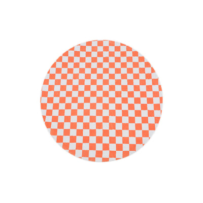 Vivid Orange Checkerboard インテリア 円形ラグ