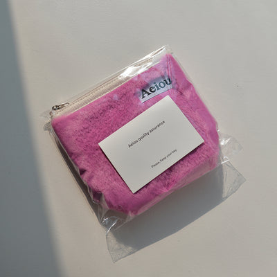 Aeiou Basic Pouch (M Size) Pink Mountain Berry Fur