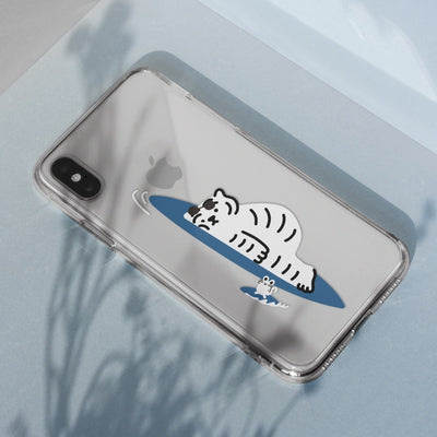 Lazy surfing tiger 4 types iPhone case