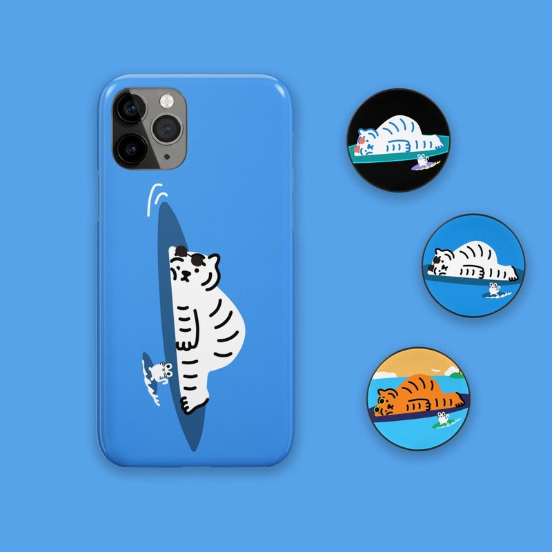 Lazy surfing tiger 4 types iPhone case