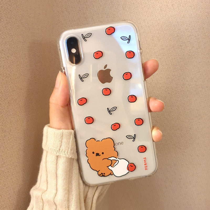 iPhoneケース_リンゴこぼしクマ