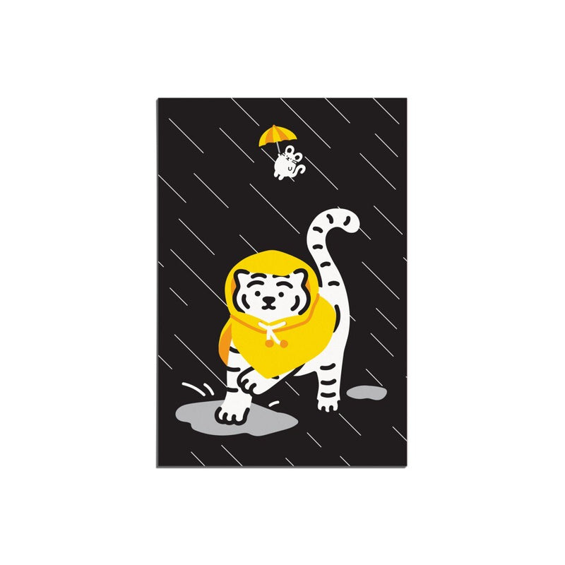 raincoat tiger postcard
