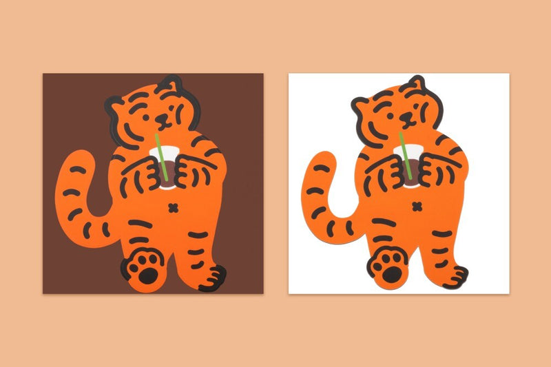 Coffee Tiger Big Removable Sticker