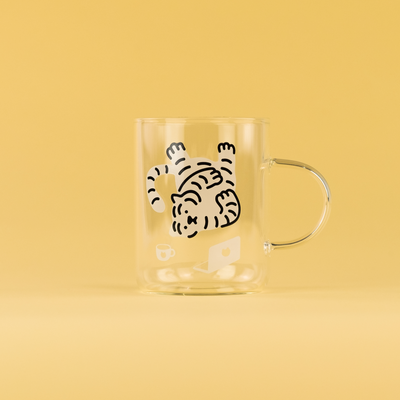 White tiger glass mug small