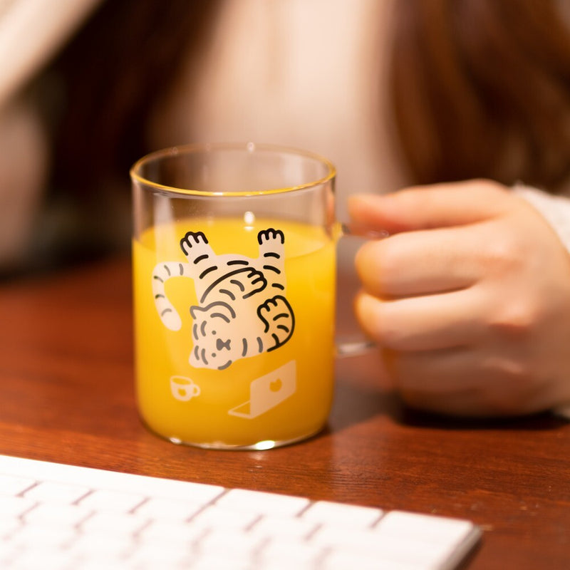 [12PM] White tiger glass mug small