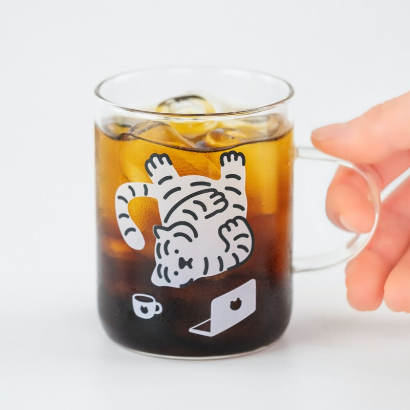 [12PM] White tiger glass mug small