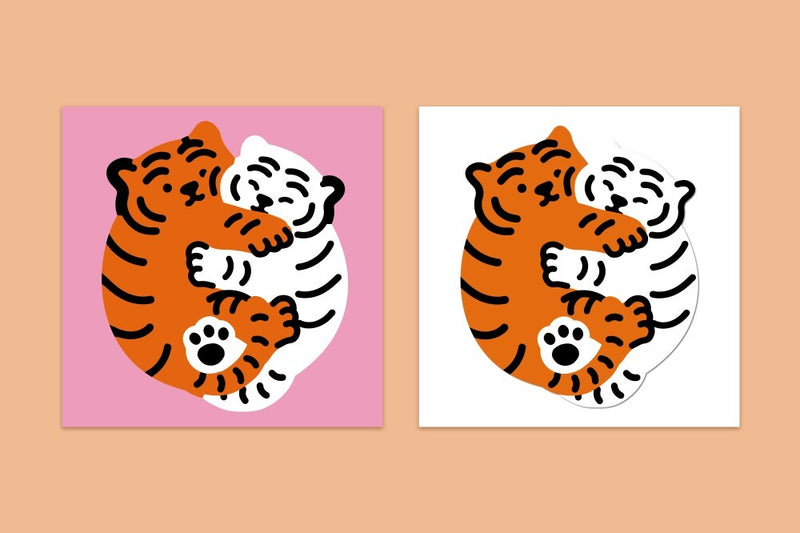 Double tiger big removable sticker