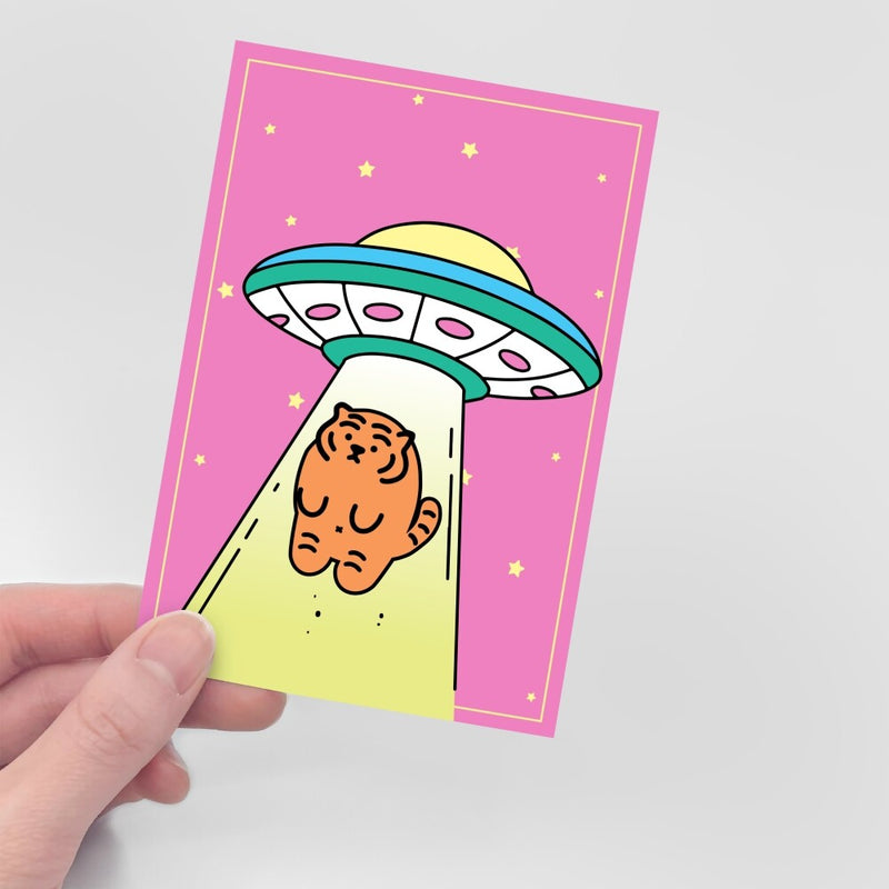 UFO tiger postcard