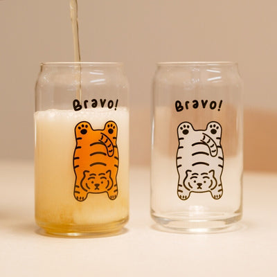 Fat tiger beer can glass 2 types