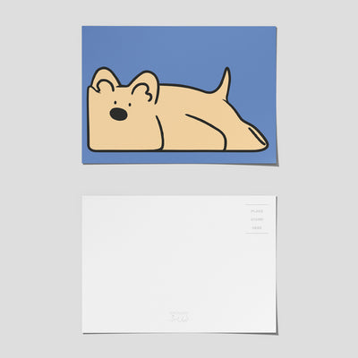 lying dog postcard