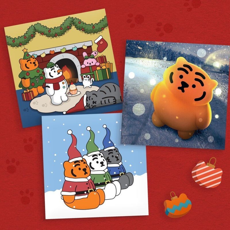 Fat tiger Christmas card 3 types