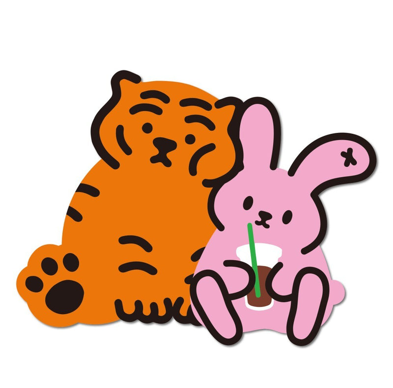 Tiger & Ice Coffee Porumee ビッグリムーバブルステッカー
