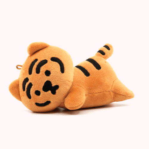 Lying Tiger plush keyring