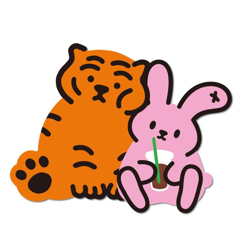 [12PM] Tiger & Ice Coffee Porumee ビッグリムーバブルステッカー