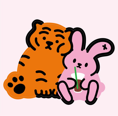 [12PM] Tiger & Ice Coffee Porumee ビッグリムーバブルステッカー