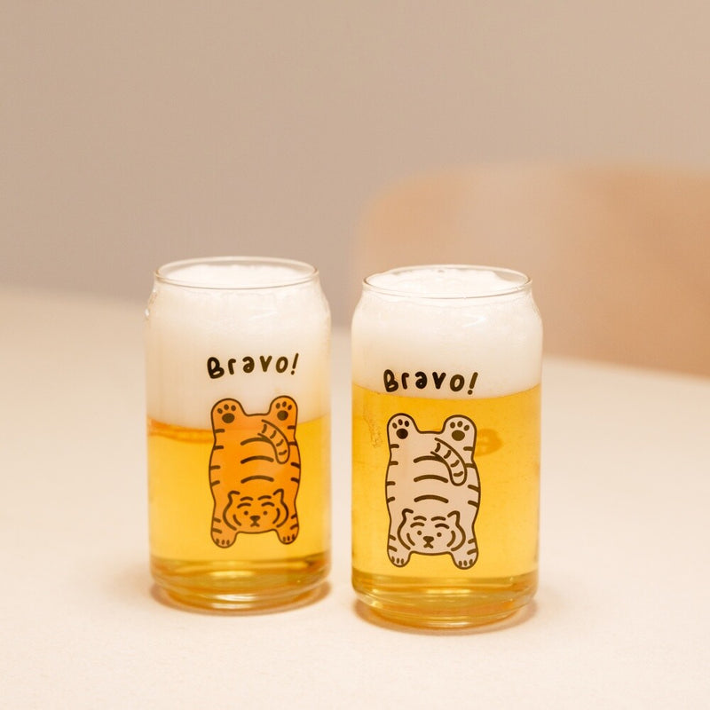 Fat tiger beer can glass 2 types