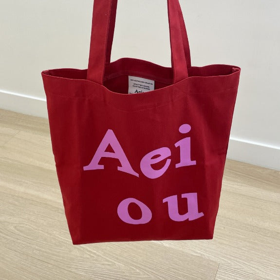 Aeiou Logo Bag (Cotton100%) Tomato Pink